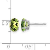 14K White Gold 7x 5mm Oval Peridot Post Earrings view 4
