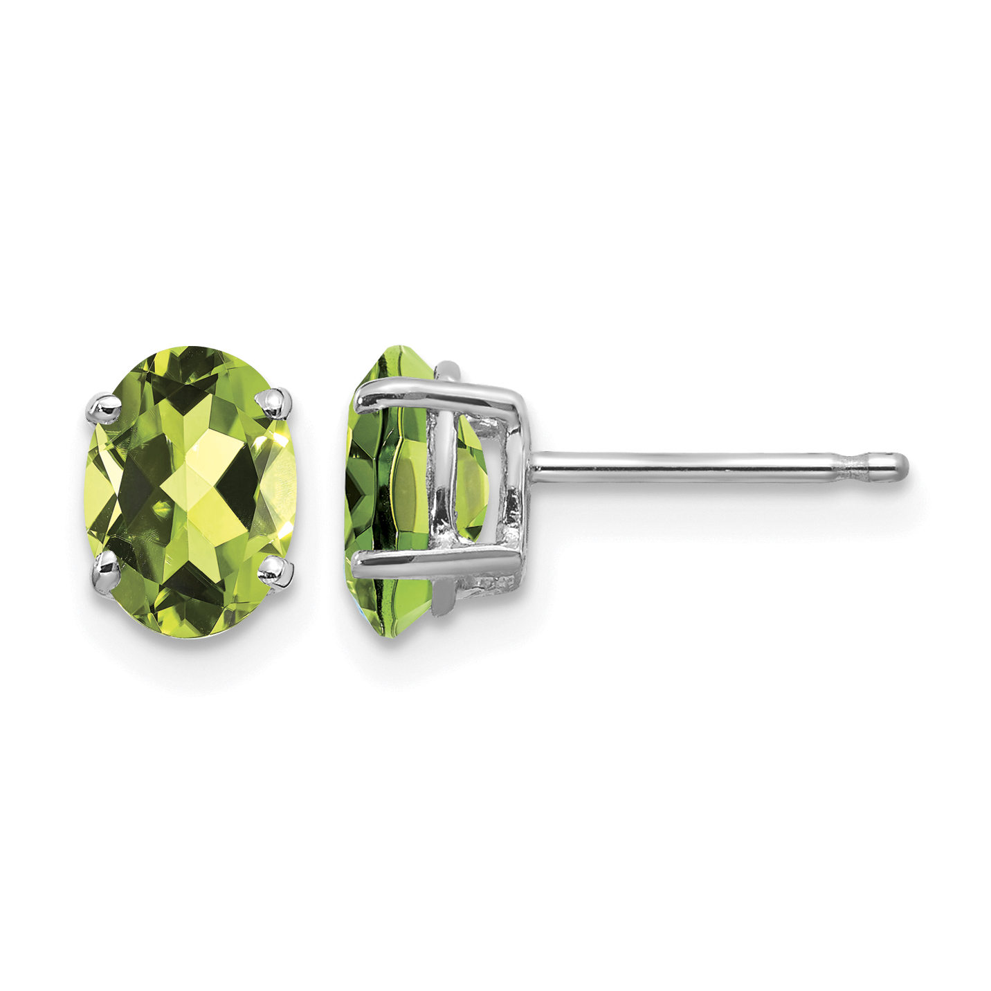 14k White Gold 7x5mm Oval Peridot Earrings (XE87WPE)