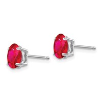 14K White Gold 7x5mm Oval Ruby Post Earrings view 2