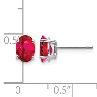 14K White Gold 7x5mm Oval Ruby Post Earrings view 4