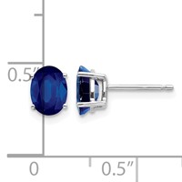 14K White Gold 7x 5mm Oval Sapphire Post Earrings view 4