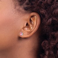 14K White Gold 7x 5mm Oval Pink Sapphire Post Earrings view 3