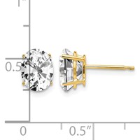 14K Yellow Gold 8x6mm Oval Cubic Zirconia Post Earrings view 4