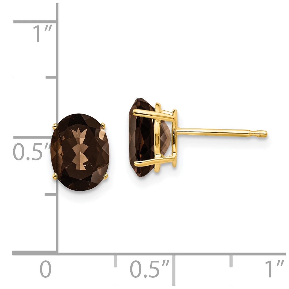 14k 8x6 Oval Smoky Quartz Earrings (XE88SQ)