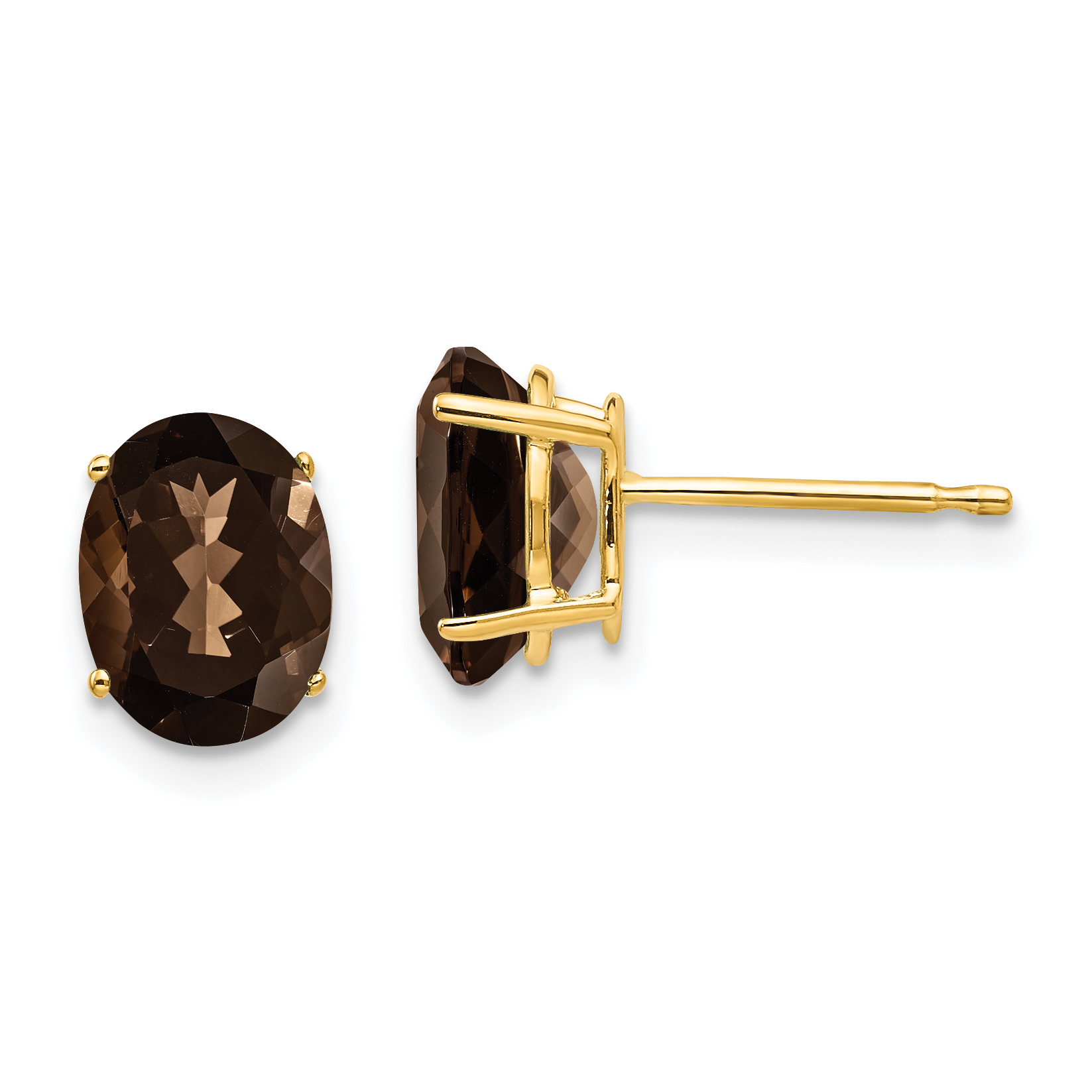 14k 8x6 Oval Smoky Quartz Earrings (XE88SQ)