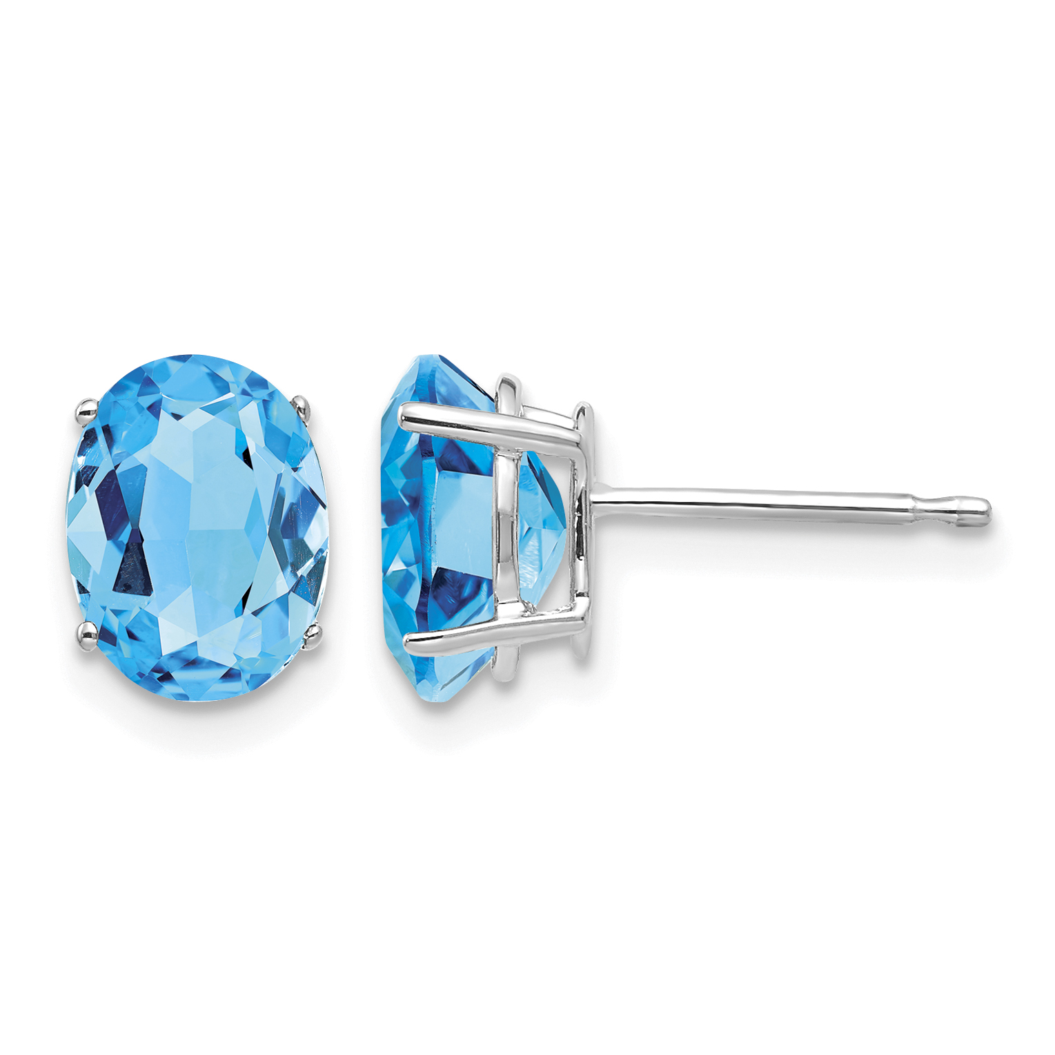 14k White Gold 8x6mm Oval Blue Topaz Earrings (XE88WBT)