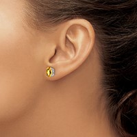 14K White Gold 8x 6mm Oval Checker-cut Citrine Post Earrings view 3