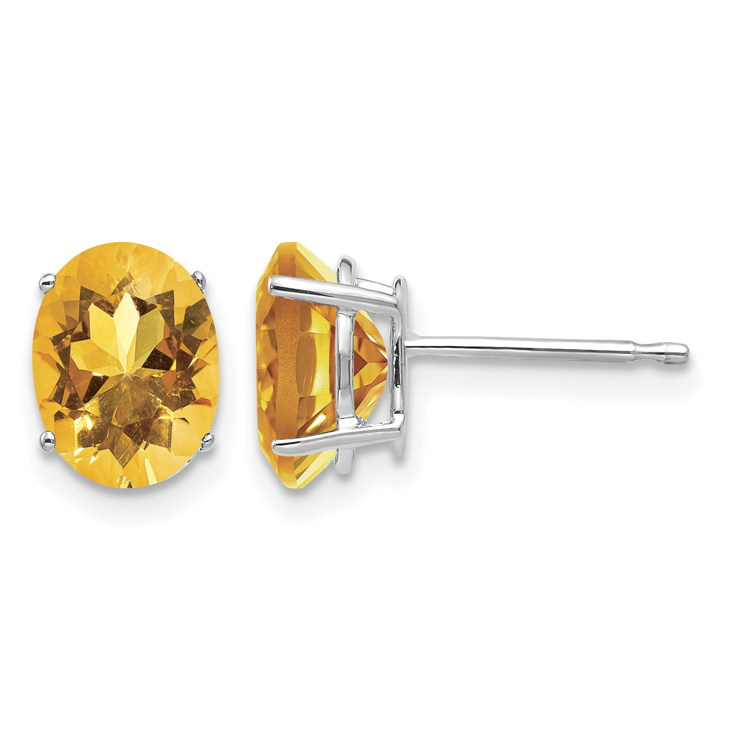 14k White Gold 8x6mm Oval Citrine Earrings (XE88WCI)