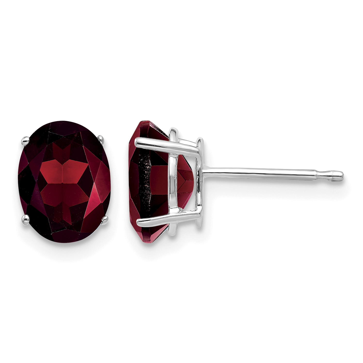 14k White Gold 8x6mm Oval Garnet Earrings (XE88WGA)