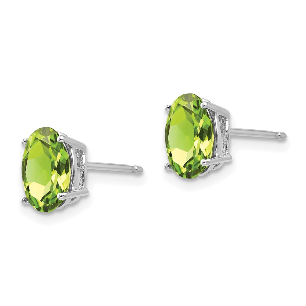 14k White Gold 8x6mm Oval Peridot Earrings (XE88WPE)