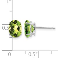 14K White Gold 8x 6mm Oval Peridot Post Earrings view 4