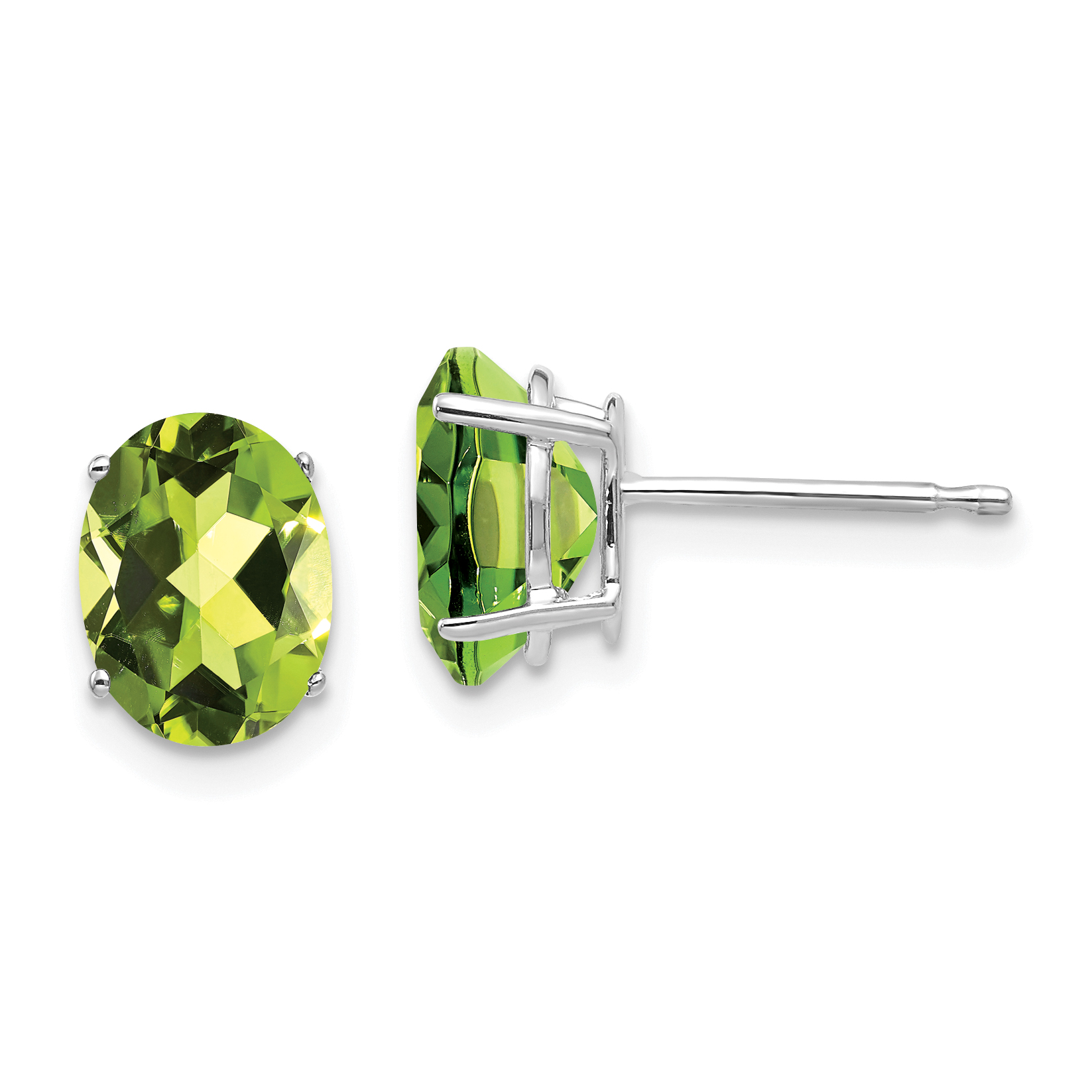 14k White Gold 8x6mm Oval Peridot Earrings (XE88WPE)