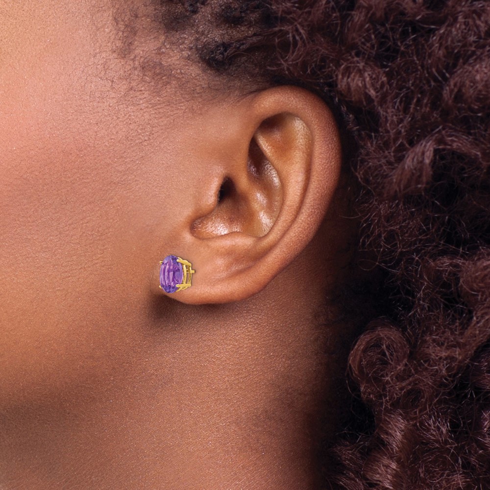 14k 9x7mm Oval Amethyst Earrings (XE89AM)