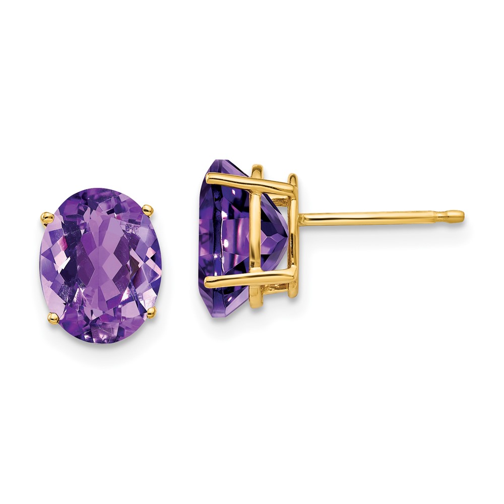 14k 9x7mm Oval Amethyst Earrings (XE89AM)