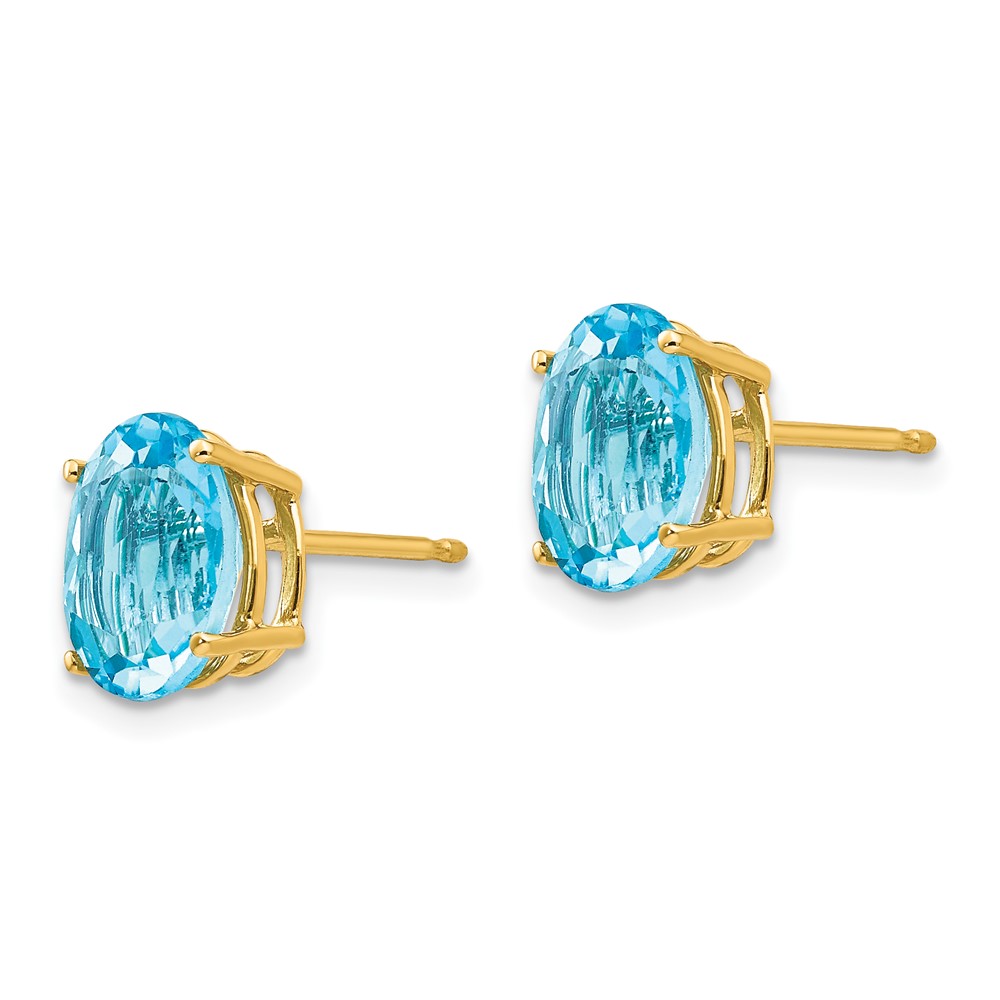 14k 9x7mm Oval Blue Topaz Earrings (XE89BT)