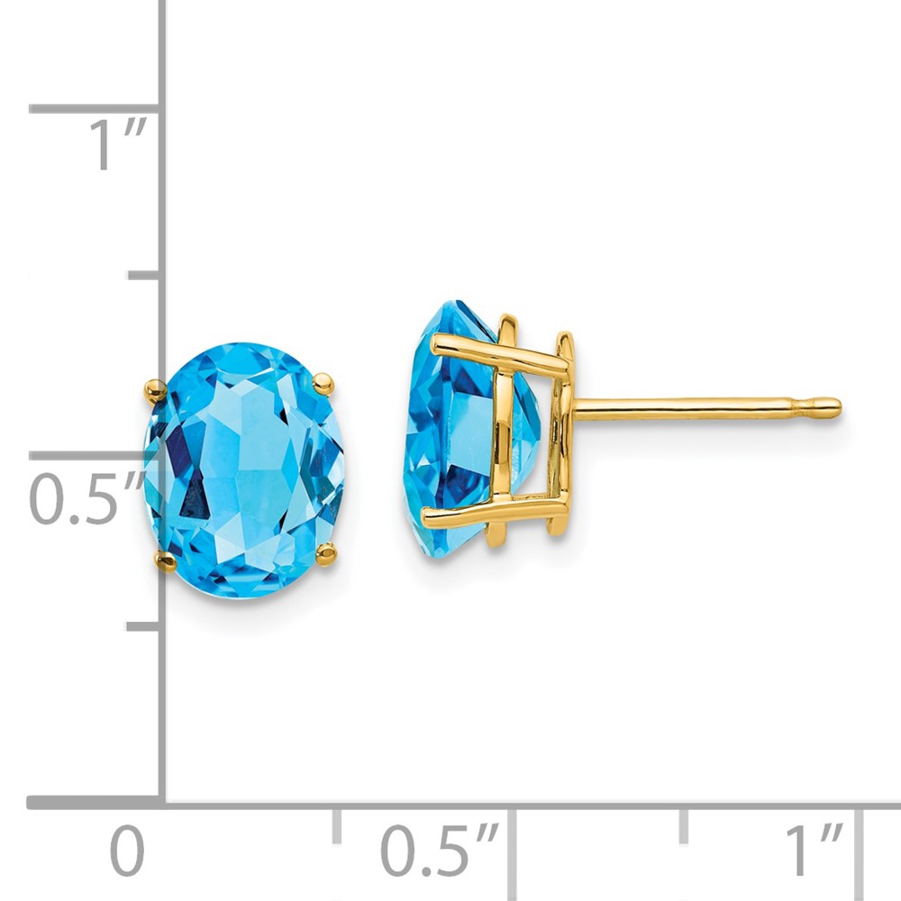 14k 9x7mm Oval Blue Topaz Earrings (XE89BT)