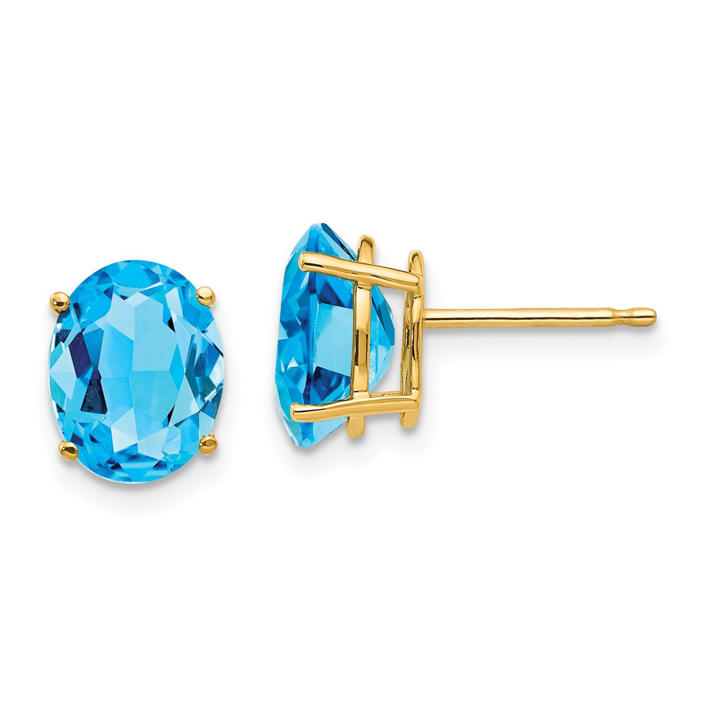 14k 9x7mm Oval Blue Topaz Earrings (XE89BT)