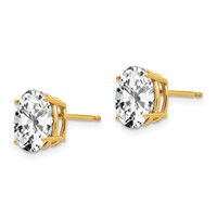 14K Yellow Gold 9x7mm Oval Cubic Zirconia Post Earrings view 2