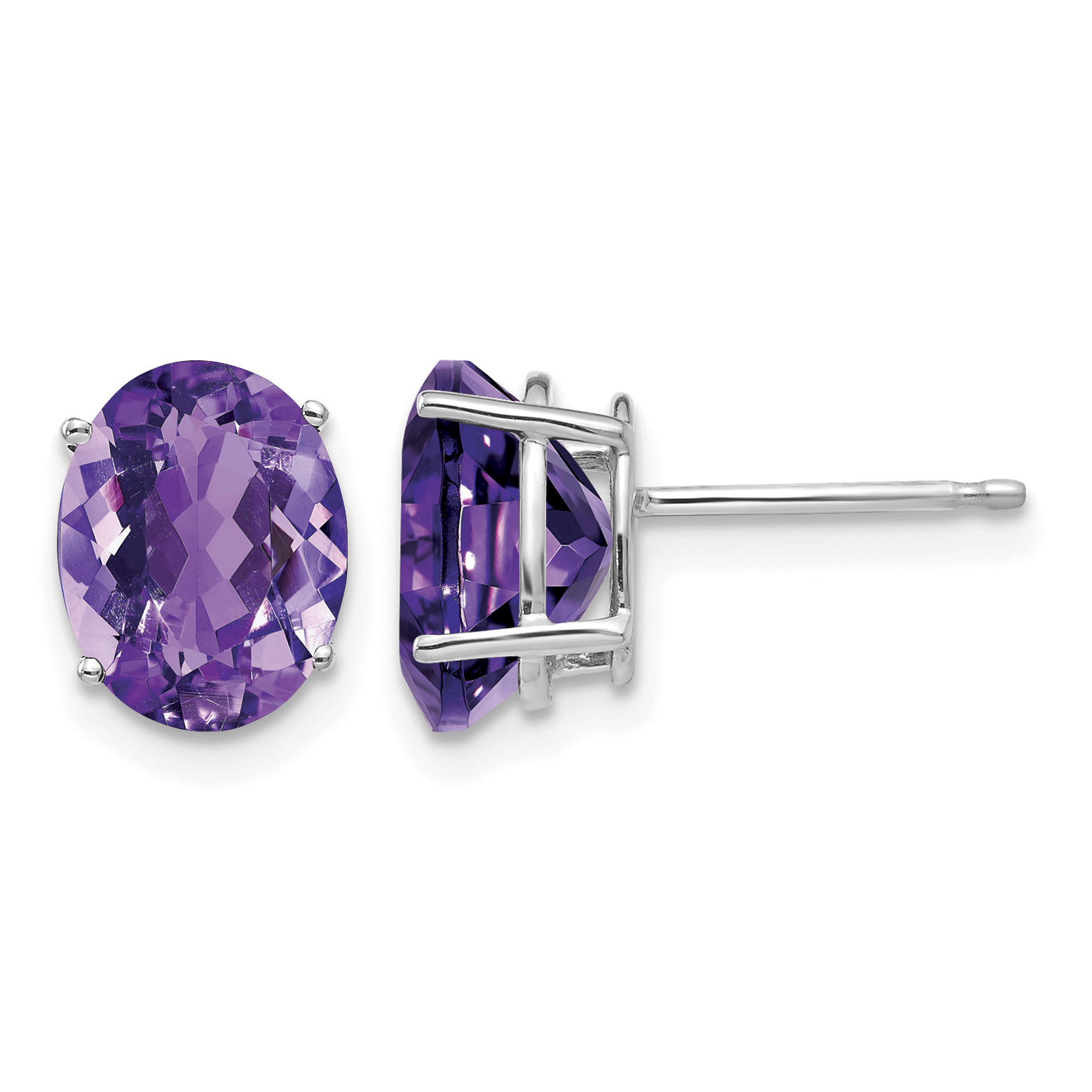 14k White Gold 9x7mm Oval Amethyst Earrings (XE89WAM)