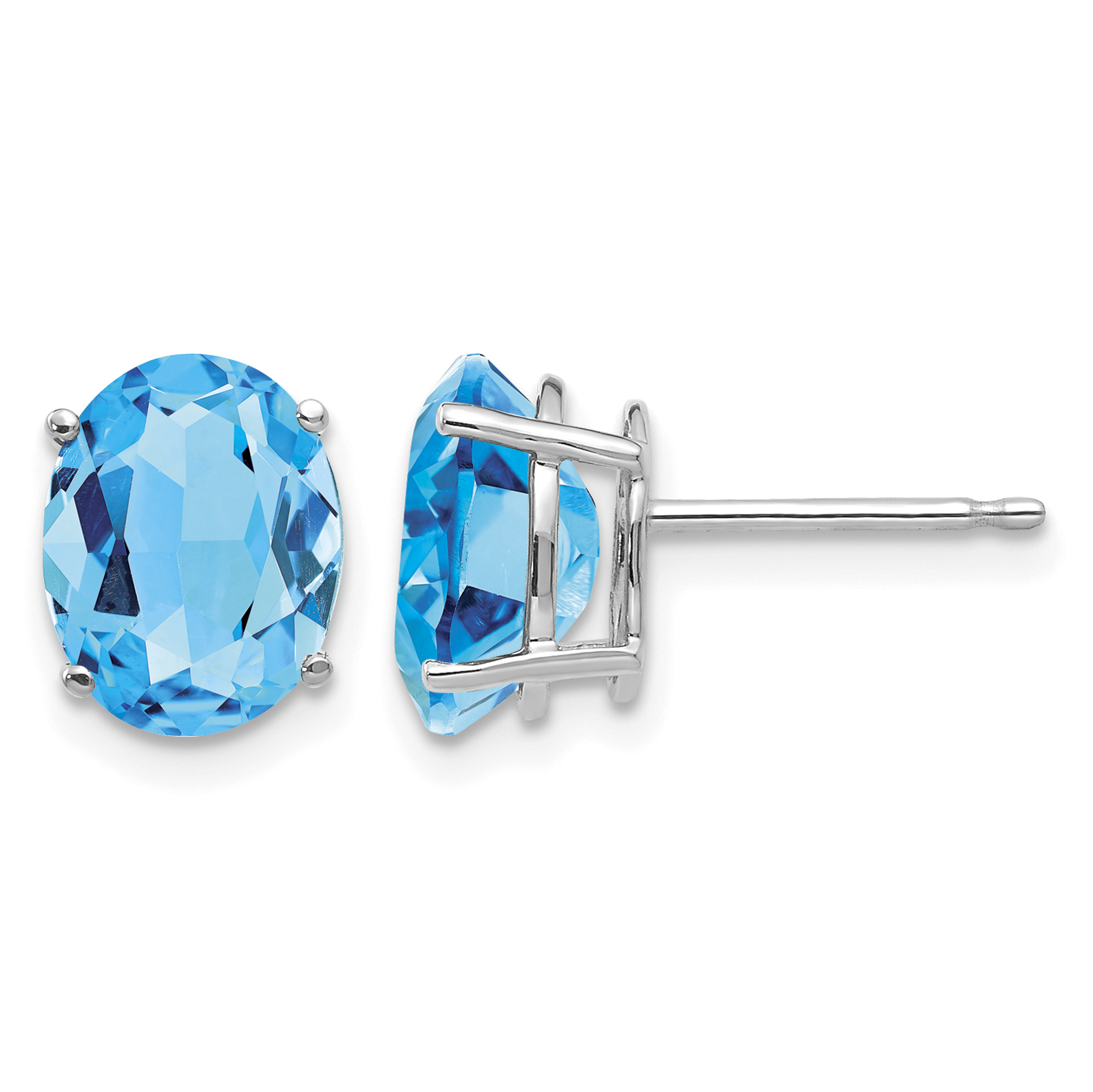 14k White Gold 9x7mm Oval Blue Topaz Earrings (XE89WBT)