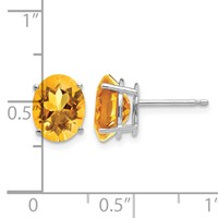 14K White Gold 9x 7mm Oval Citrine Post Earrings view 4