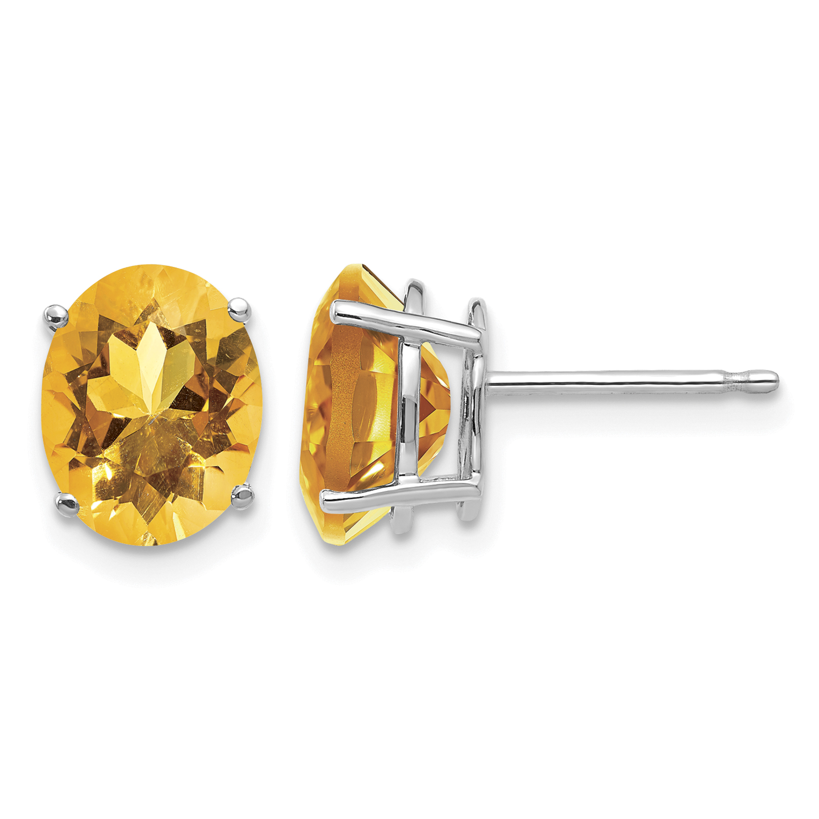 14k White Gold 9x7mm Oval Citrine Earrings (XE89WCI)