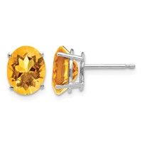 14K White Gold 9x 7mm Oval Citrine Post Earrings view 1