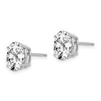 14K White Gold 9x 7mm Oval Cubic Zirconia Stud Earrings view 2