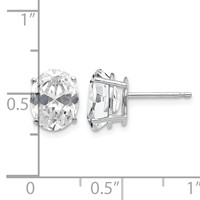 14K White Gold 9x 7mm Oval Cubic Zirconia Stud Earrings view 4