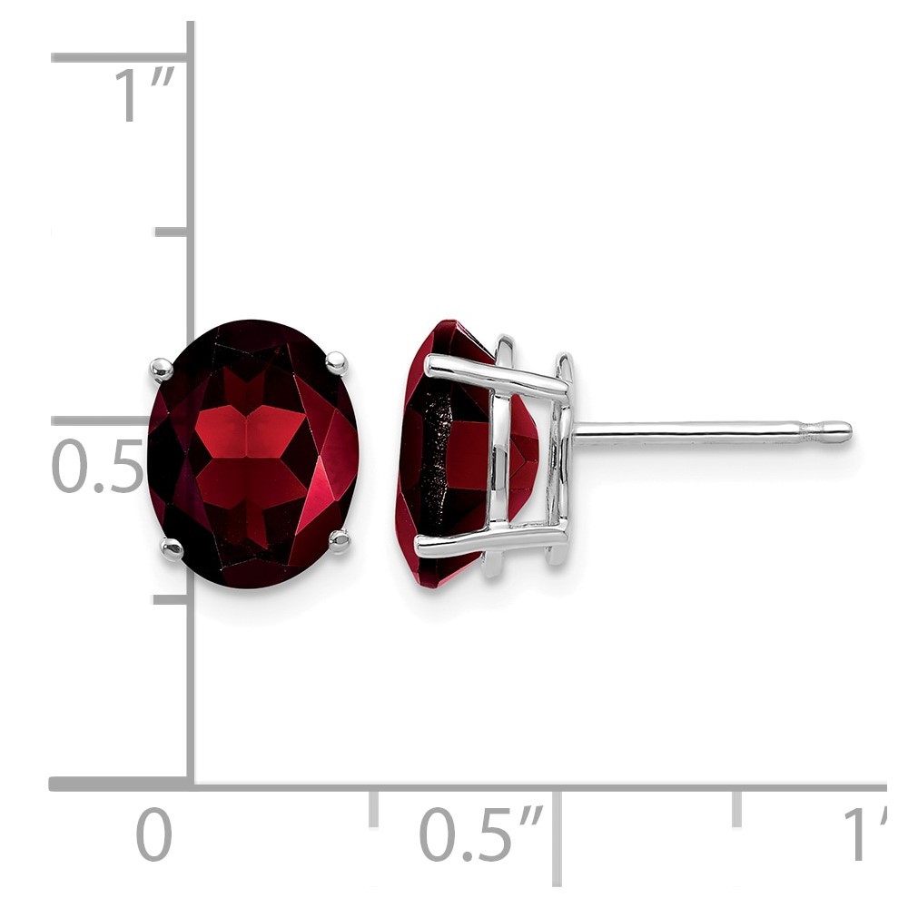 14k White Gold 9x7mm Oval Garnet Earrings (XE89WGA)