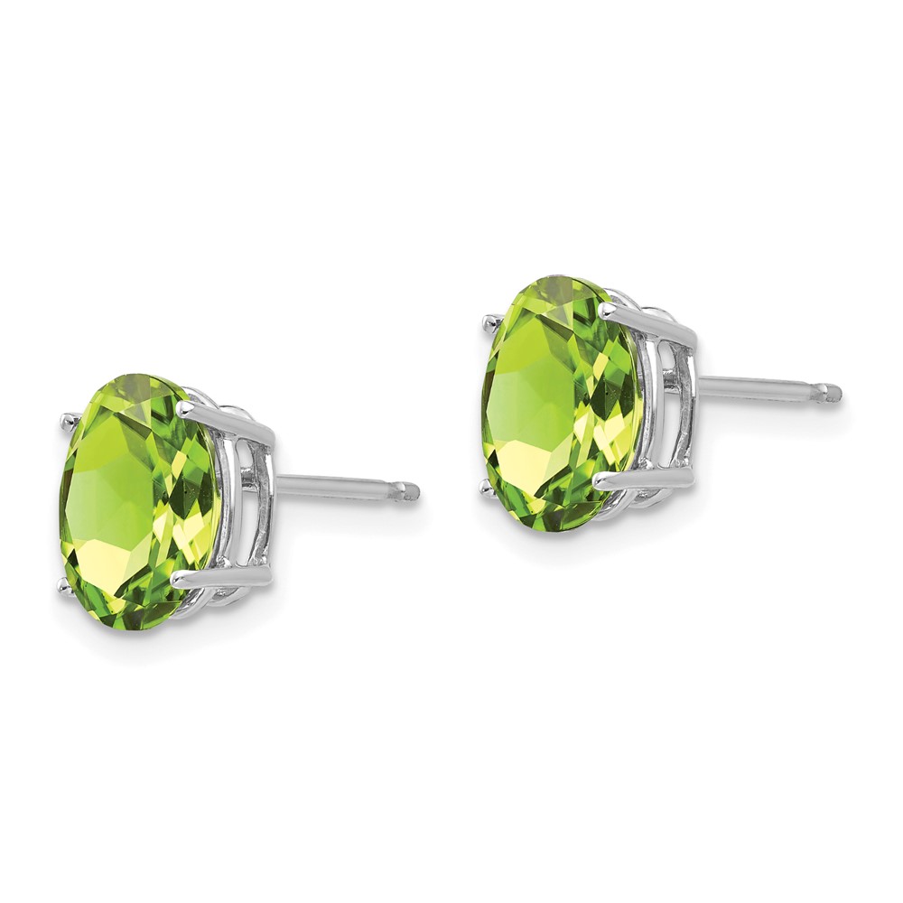 14k White Gold 9x7mm Oval Peridot Earrings (XE89WPE)