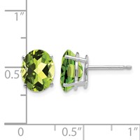 14K White Gold 9x 7mm Oval Peridot Post Earrings view 4
