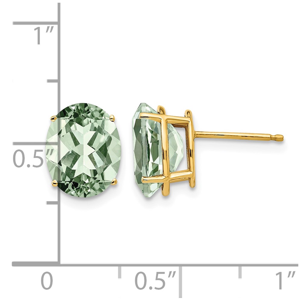 14k 10x8 Oval Green Quartz Earrings (XE90AG)