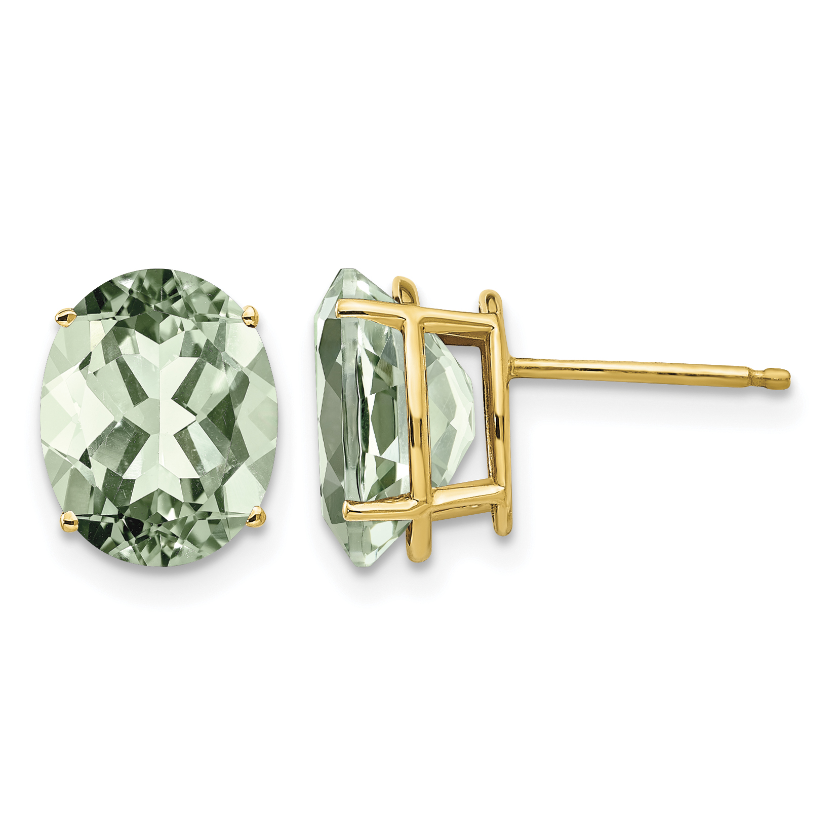 14k 10x8 Oval Green Quartz Earrings (XE90AG)