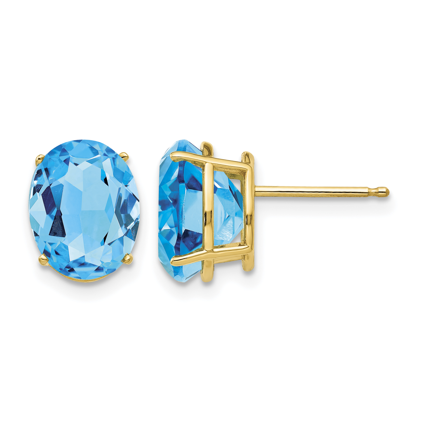 14k 10x8mm Oval Blue Topaz Earrings (XE90BT)