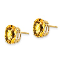 14K Yellow Gold 10x 8mm Oval Checker-cut Citrine Post Earrings view 2