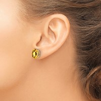 14K Yellow Gold 10x 8mm Oval Checker-cut Citrine Post Earrings view 3