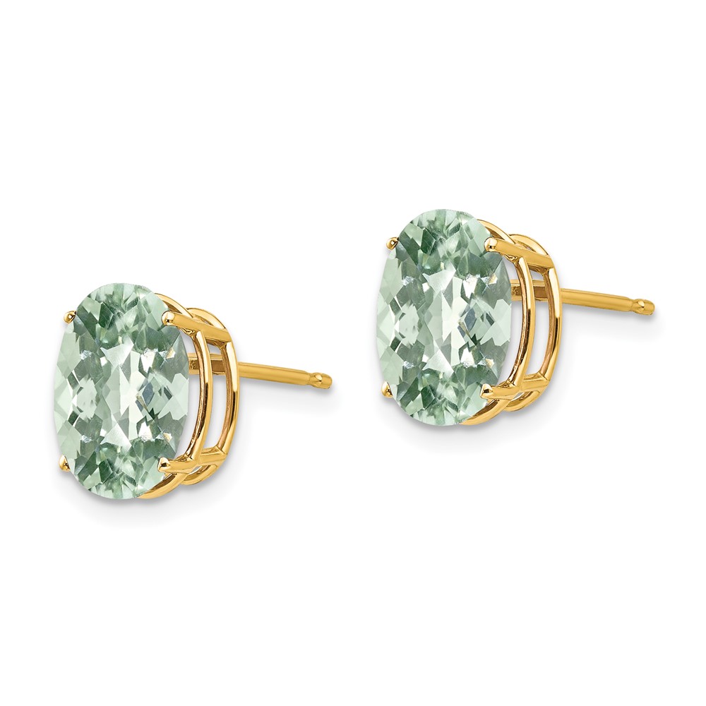 14k 10x8 Oval Checker-Cut Green Quartz Earrings (XE90CG)