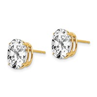 14K Yellow Gold 10x 8mm Oval Cubic Zirconia Post Earrings view 2
