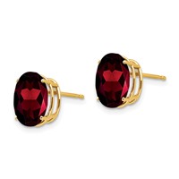 14K 10x8mm Oval Garnet Post Earrings view 2