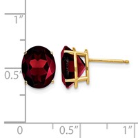 14K 10x8mm Oval Garnet Post Earrings view 4