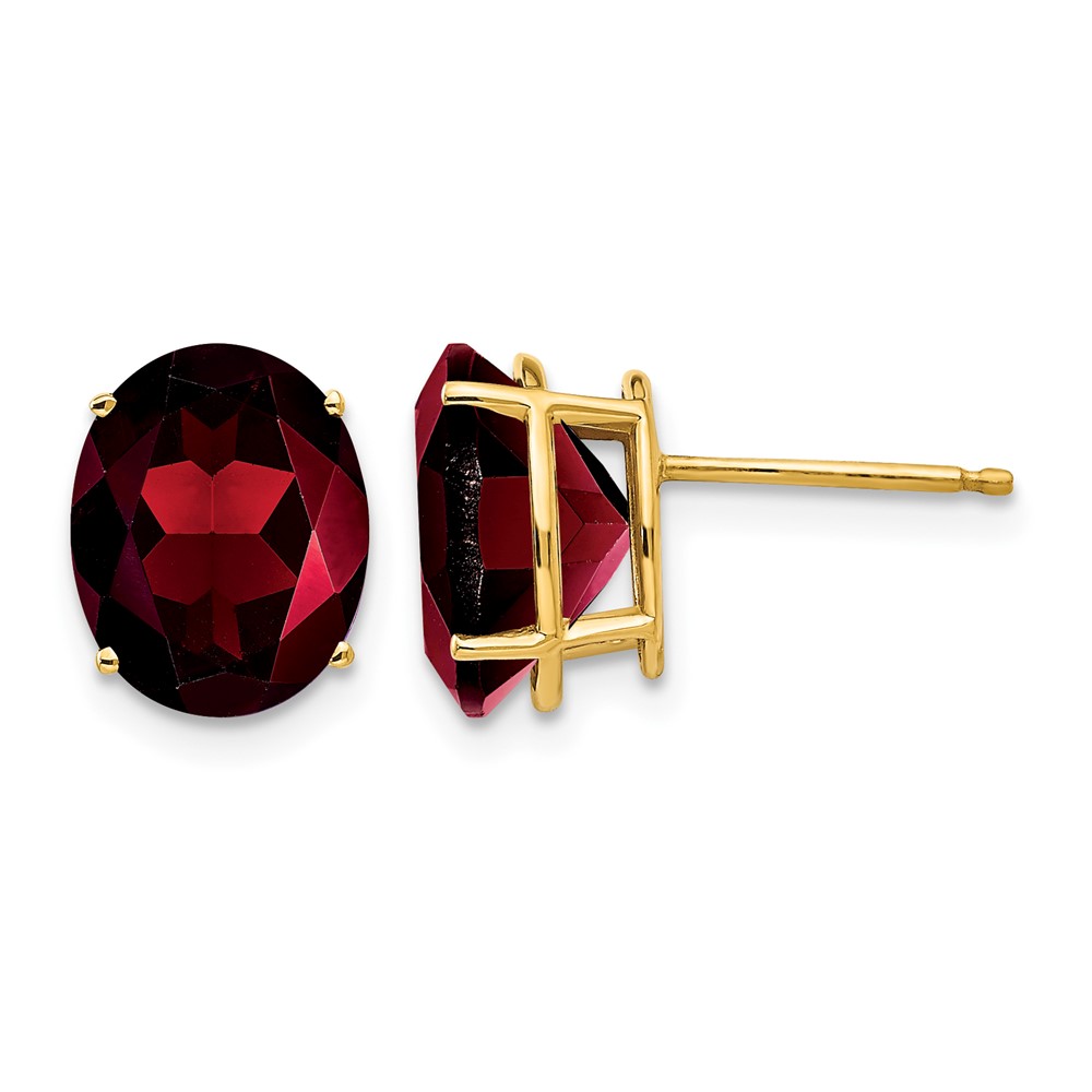 14K 10x8mm Oval Garnet Post Earrings