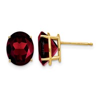 14K 10x8mm Oval Garnet Post Earrings view 1