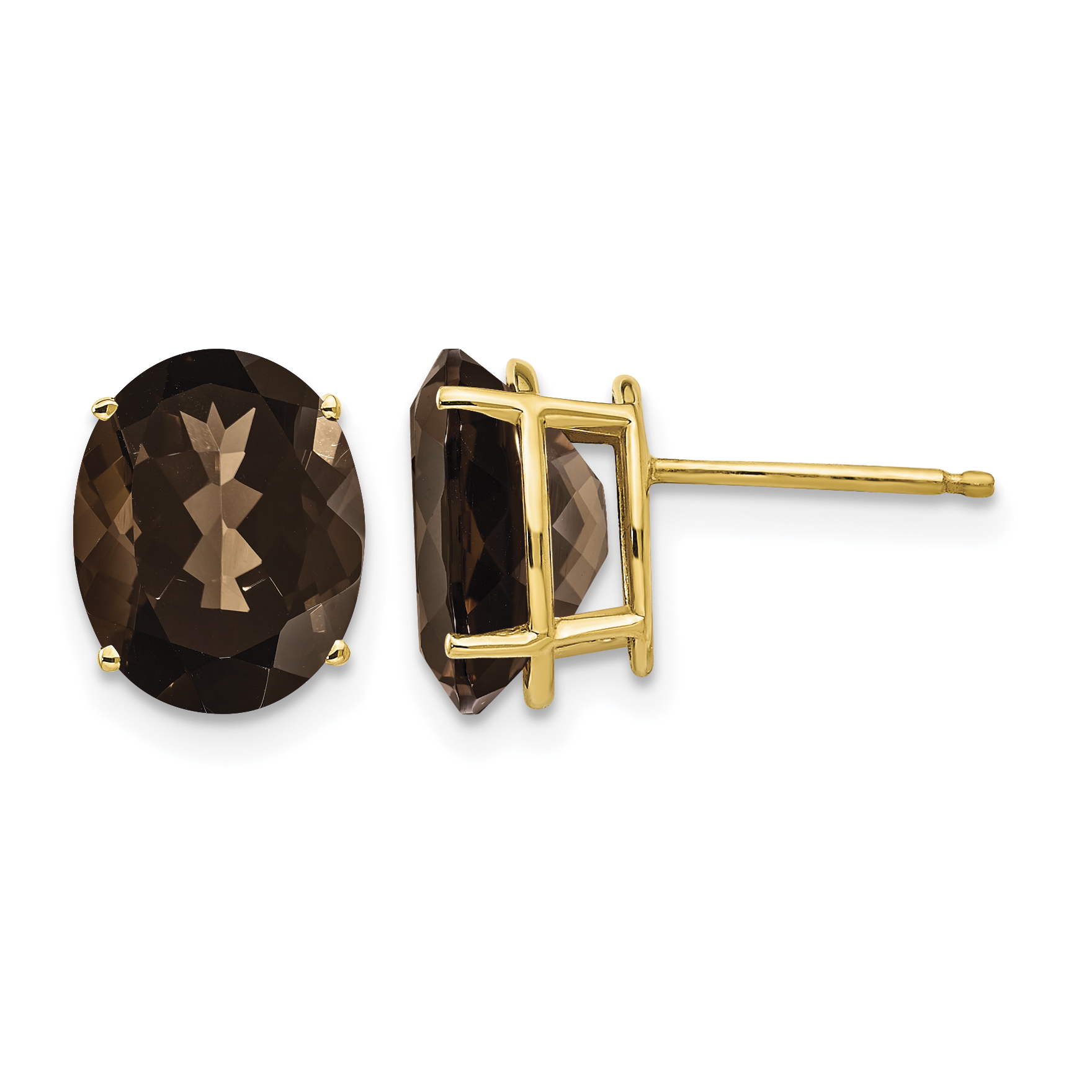 14k 10x8 Oval Smoky Quartz Earrings (XE90SQ)