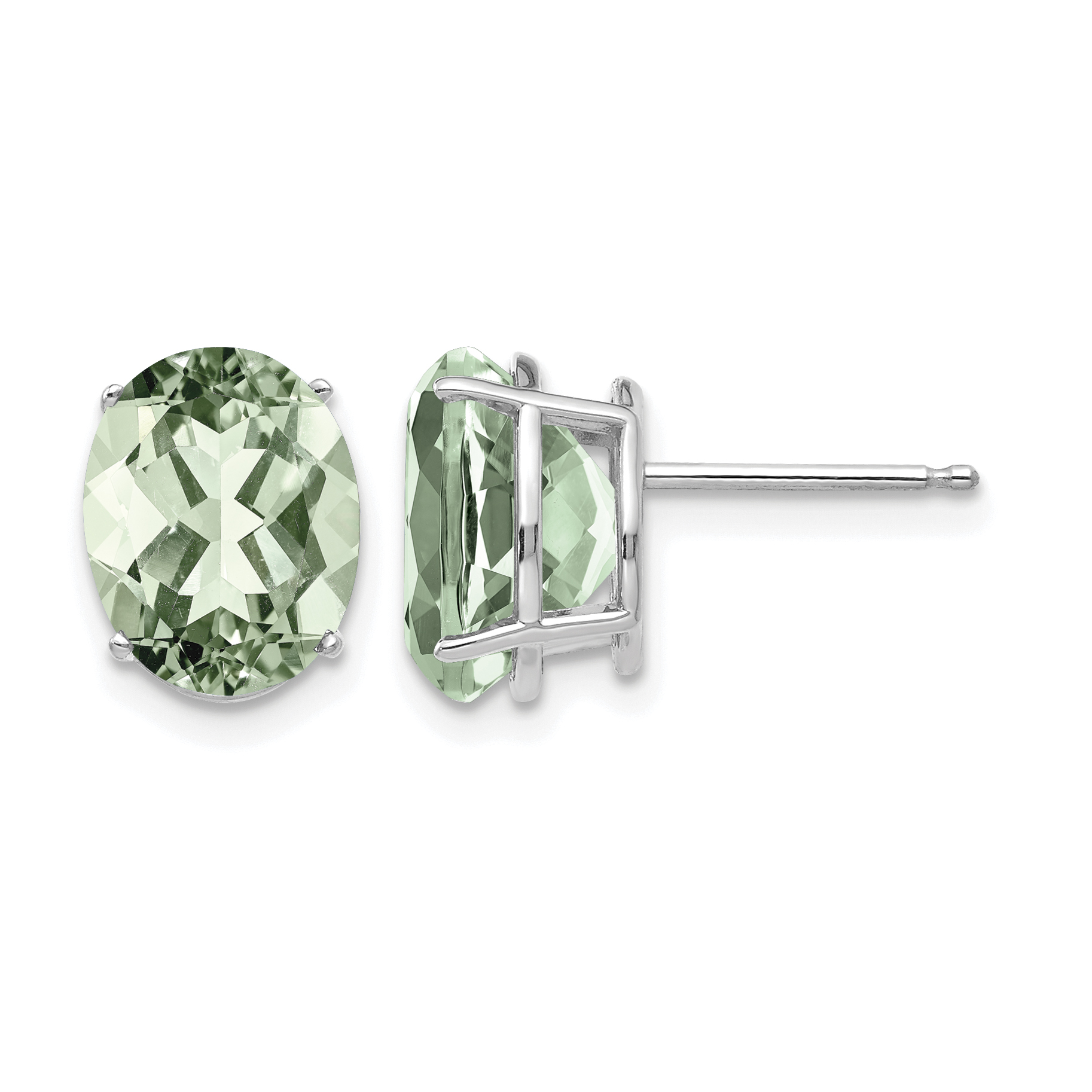 14kw 10x8 Oval Green Quartz Earrings (XE90WAG)