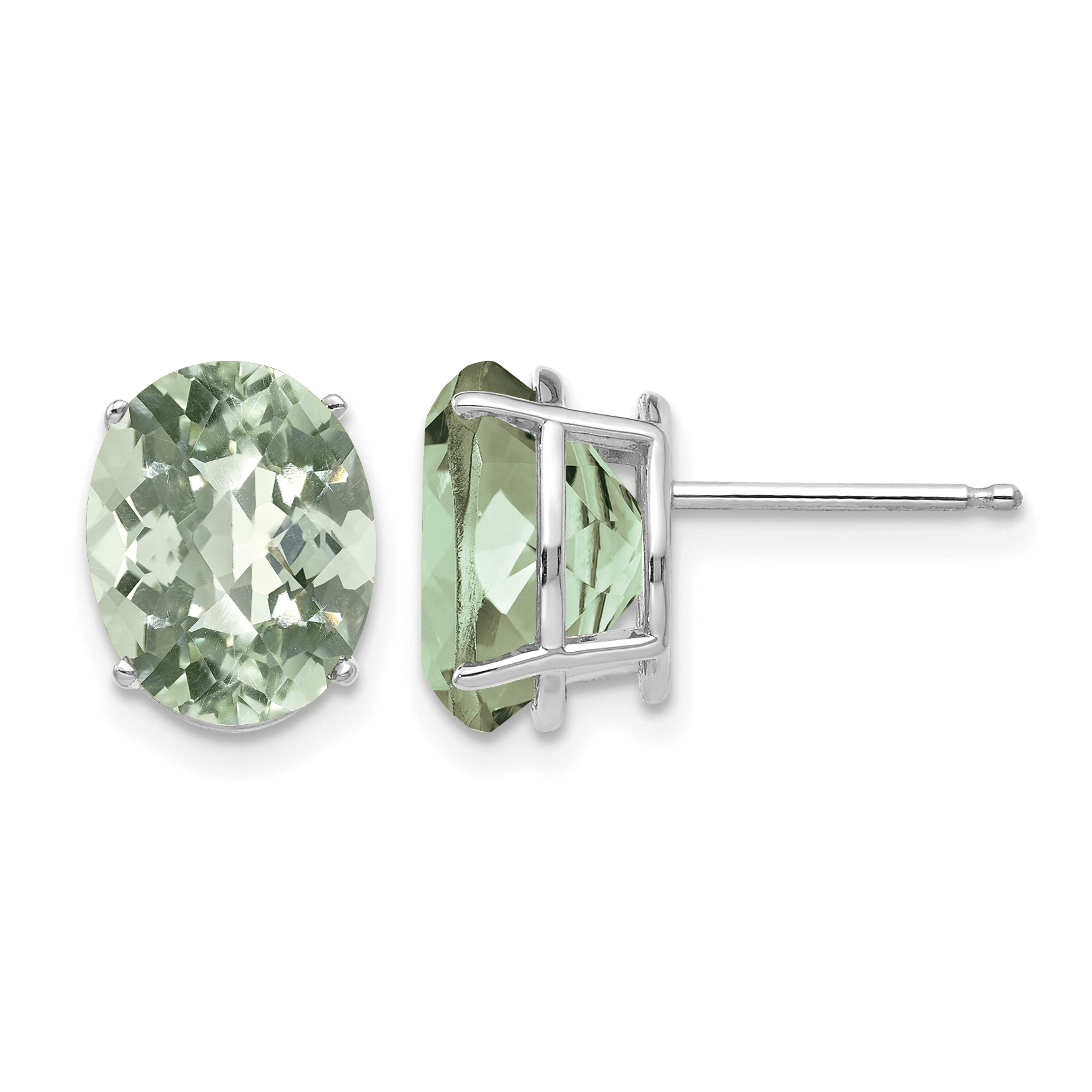 14kw 10x8 Oval Checker-Cut Green Quartz Earrings (XE90WCG)