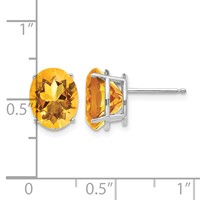 14K White Gold 10x 8mm Oval Citrine Post Earrings view 4