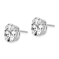 14K White Gold 10x 8mm Oval Cubic Zirconia Post Earrings view 2
