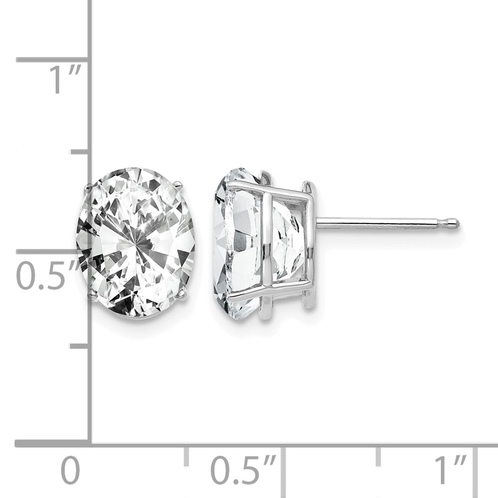 14k White Gold 10x8mm Oval Cubic Zirconia Earrings (XE90WCZ)