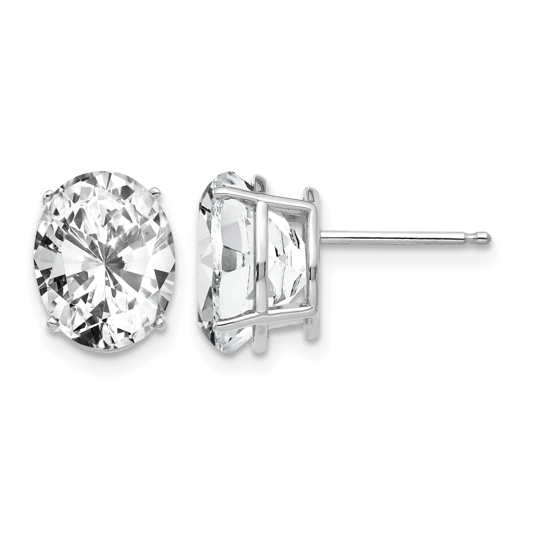 14k White Gold 10x8mm Oval Cubic Zirconia Earrings (XE90WCZ)